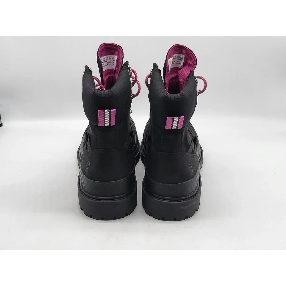 Timberland Waterproof Ankle‎ Boots Black Pink Accent Womens US 8.5